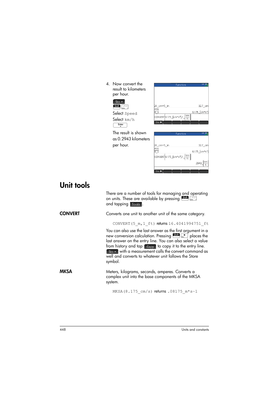 Unit tools | HP Prime Graphing Calculator User Manual | Page 452 / 608