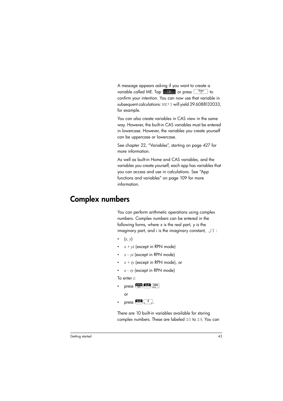 Complex numbers | HP Prime Graphing Calculator User Manual | Page 47 / 608