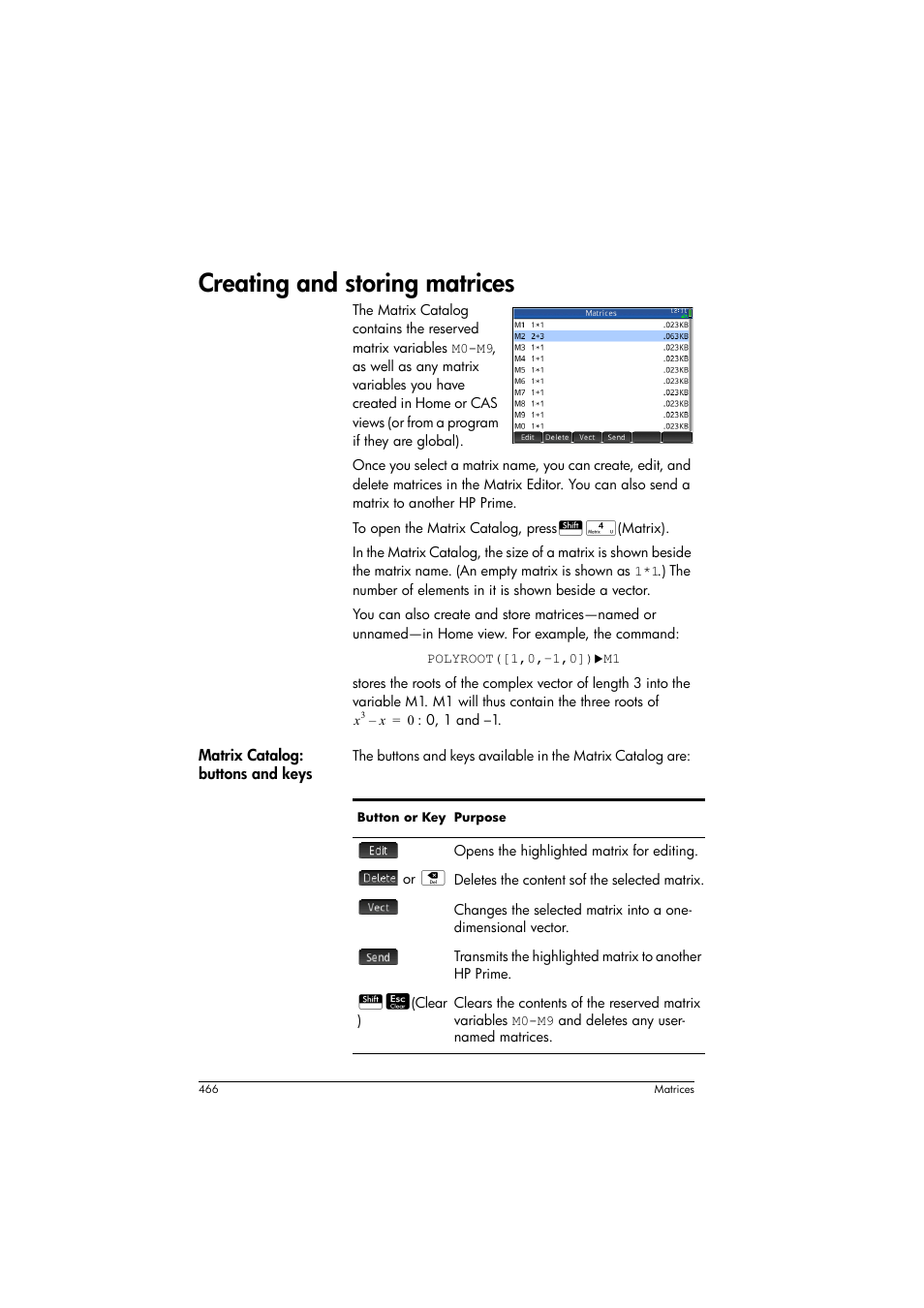 Creating and storing matrices | HP Prime Graphing Calculator User Manual | Page 470 / 608