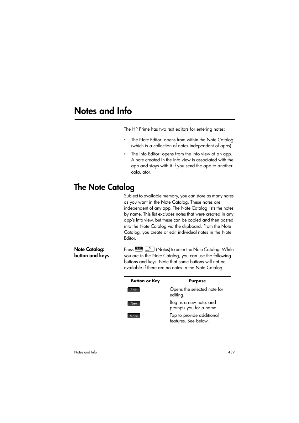 Notes and info, The note catalog | HP Prime Graphing Calculator User Manual | Page 493 / 608