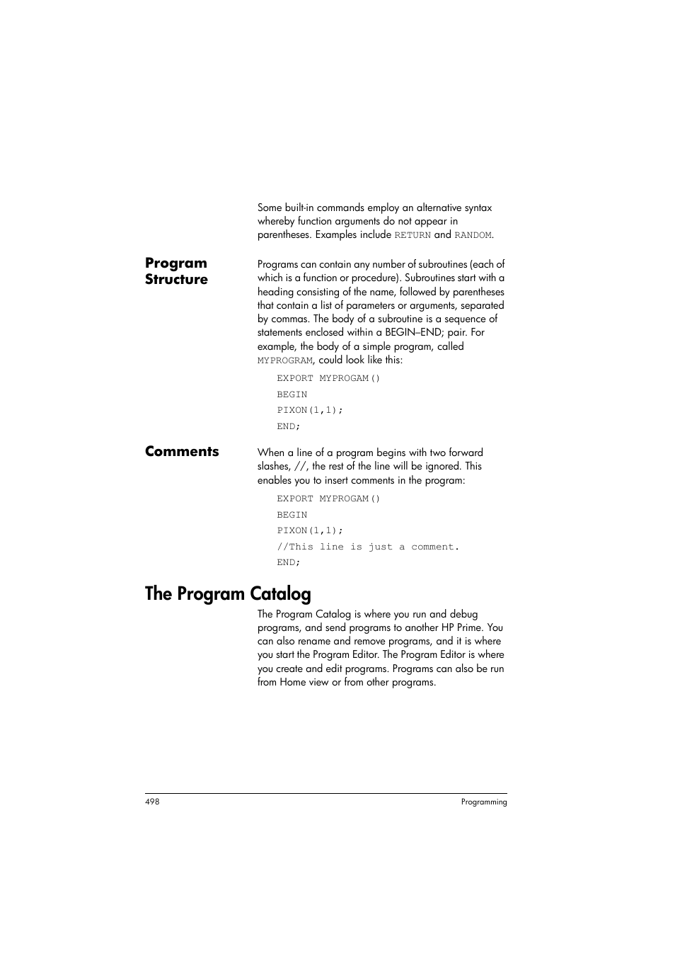 The program catalog | HP Prime Graphing Calculator User Manual | Page 502 / 608