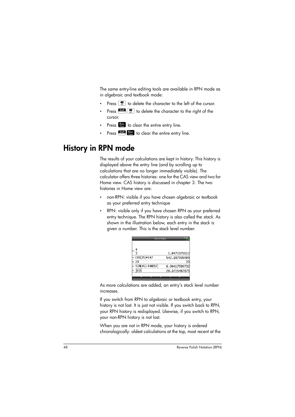 History in rpn mode | HP Prime Graphing Calculator User Manual | Page 52 / 608