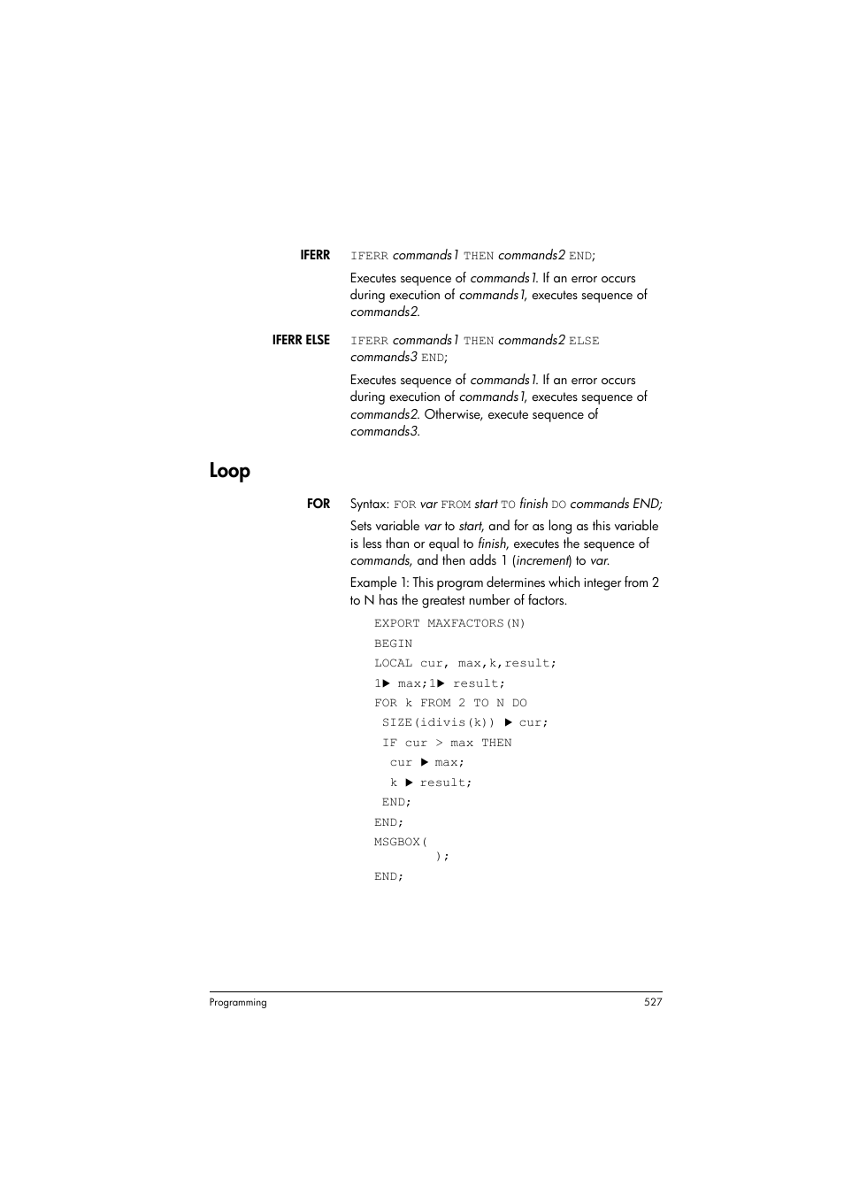 Loop | HP Prime Graphing Calculator User Manual | Page 531 / 608