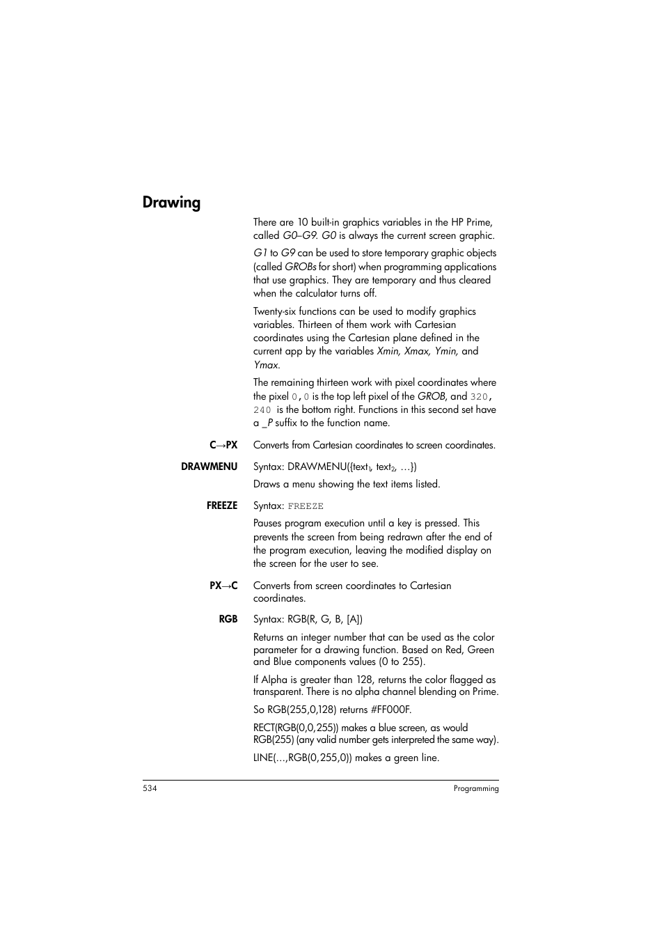 Drawing | HP Prime Graphing Calculator User Manual | Page 538 / 608