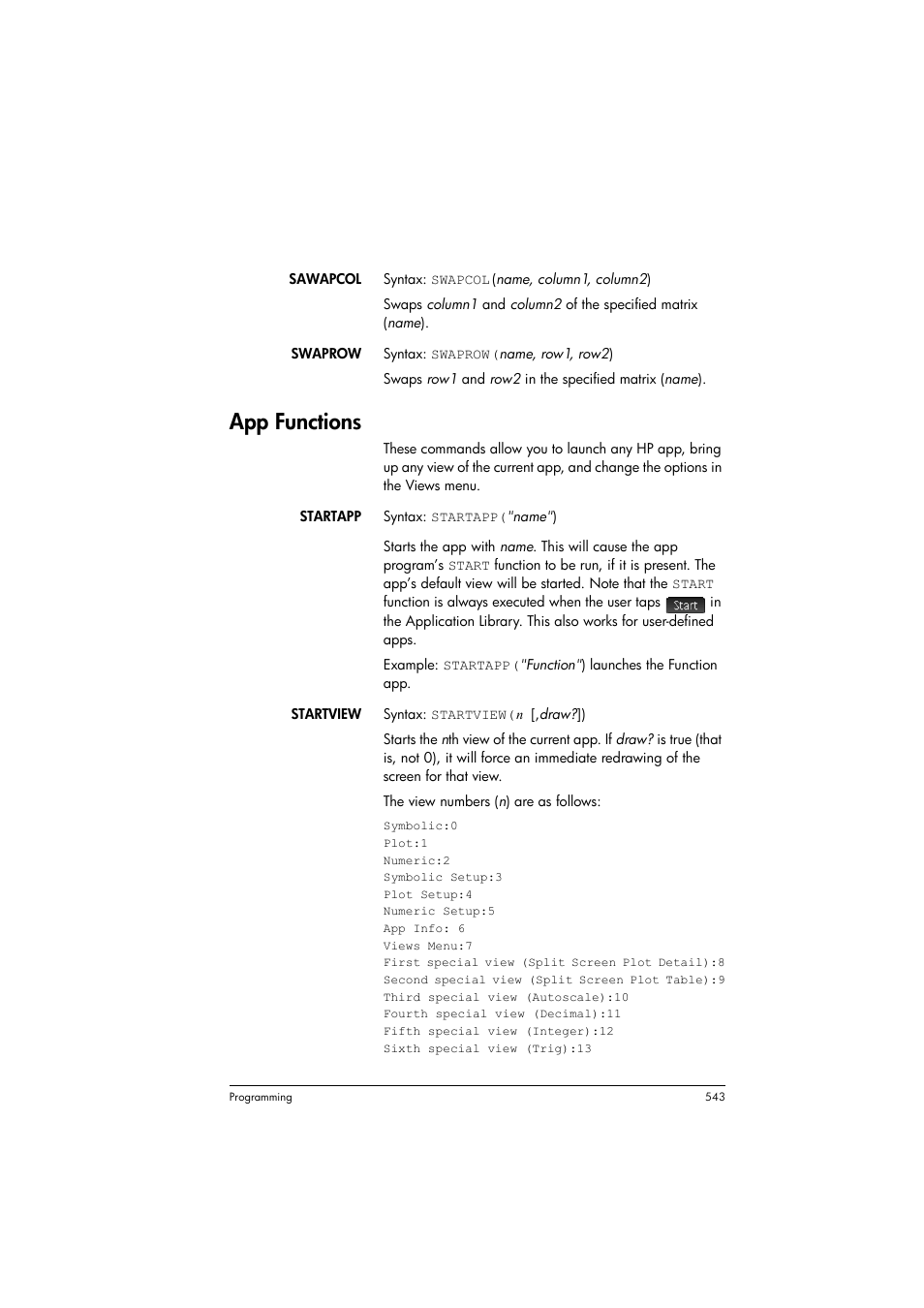 App functions | HP Prime Graphing Calculator User Manual | Page 547 / 608