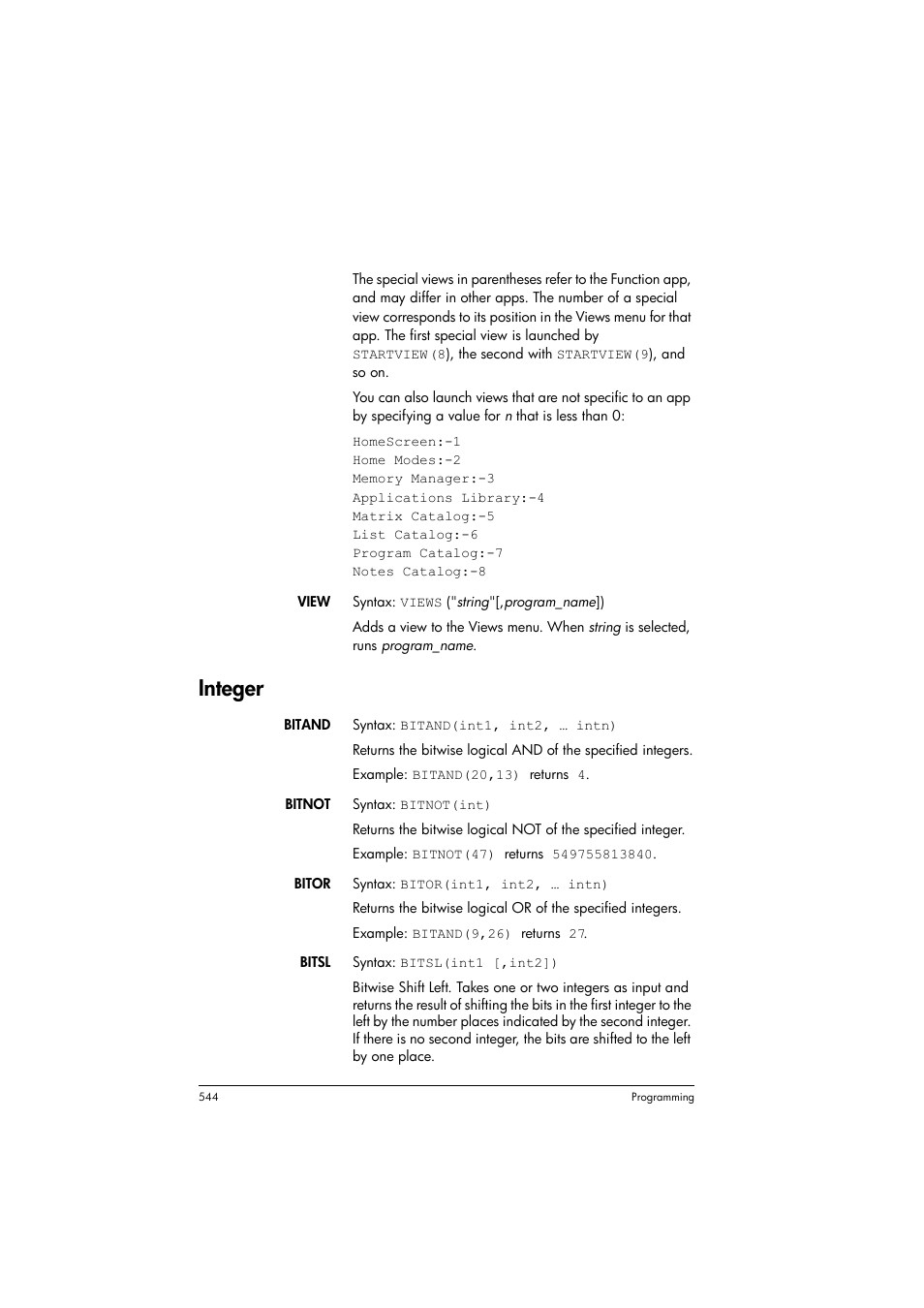 Integer | HP Prime Graphing Calculator User Manual | Page 548 / 608