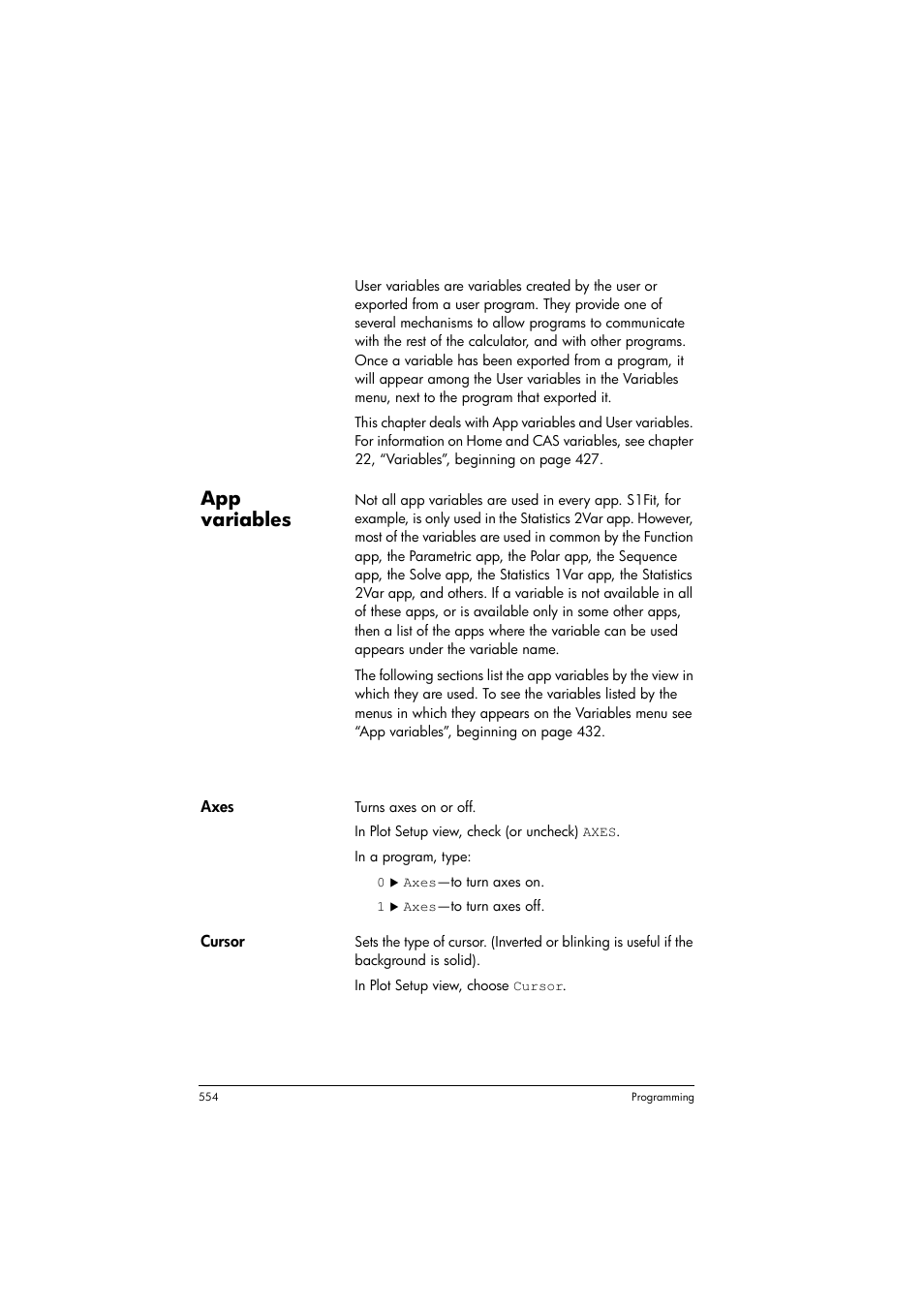 App variables, Plot view variables | HP Prime Graphing Calculator User Manual | Page 558 / 608