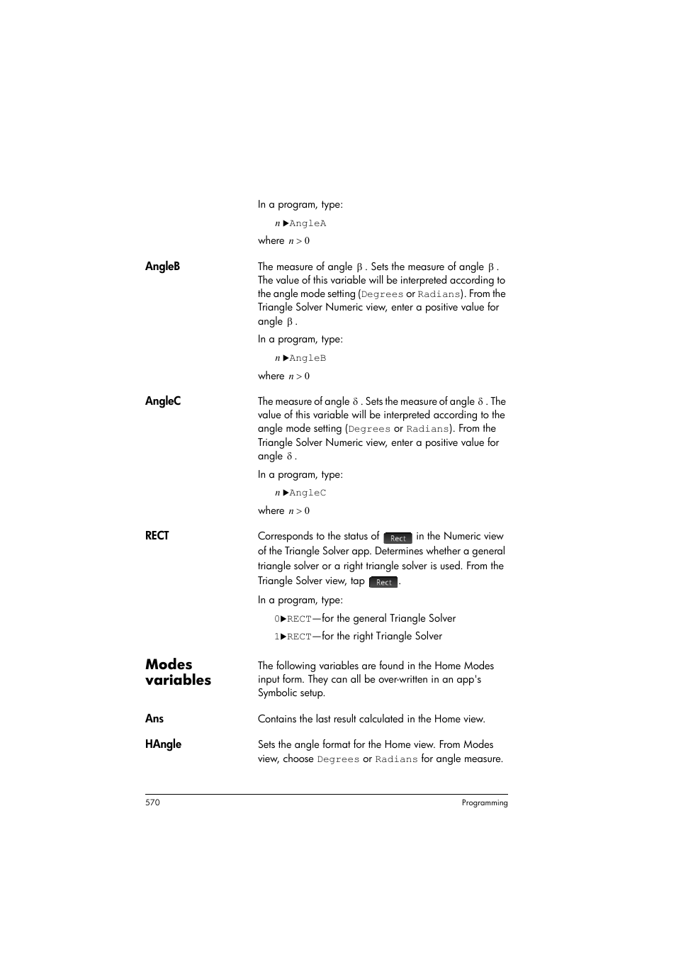 Modes variables | HP Prime Graphing Calculator User Manual | Page 574 / 608