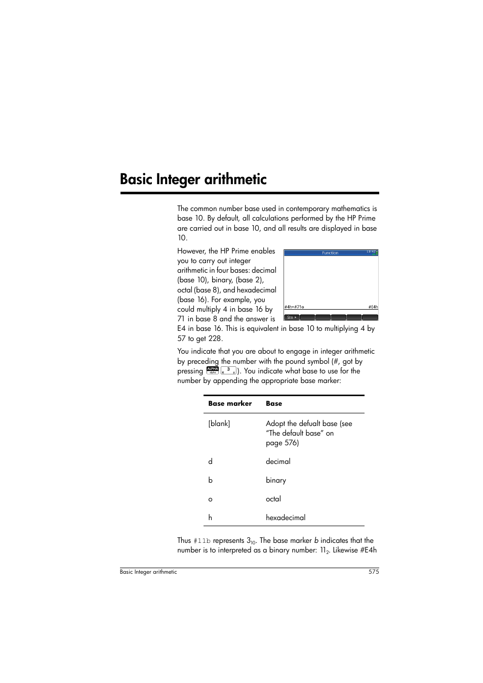 Basic integer arithmetic, 28 basic integer arithmetic | HP Prime Graphing Calculator User Manual | Page 579 / 608