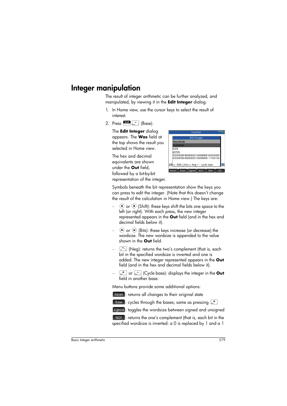 Integer manipulation | HP Prime Graphing Calculator User Manual | Page 583 / 608