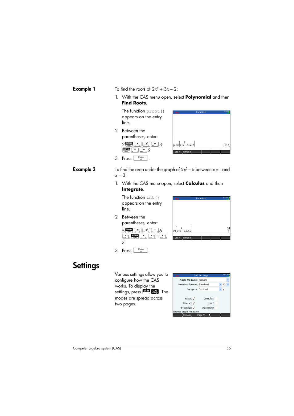 Settings | HP Prime Graphing Calculator User Manual | Page 59 / 608