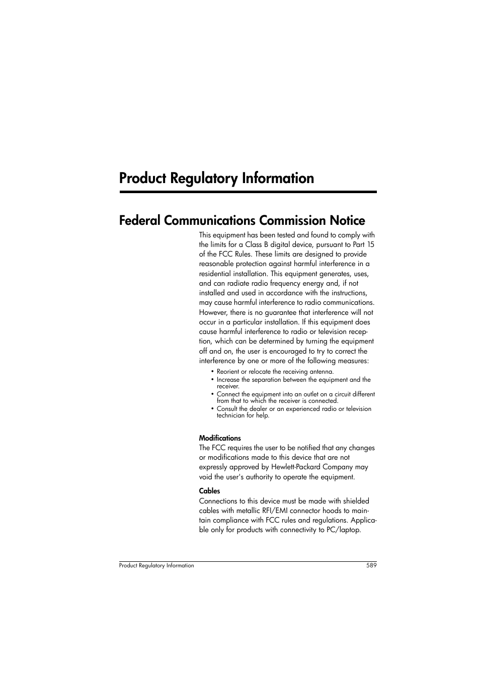 Product regulatory information, Federal communications commission notice, Appendix c product regulatory information | HP Prime Graphing Calculator User Manual | Page 593 / 608