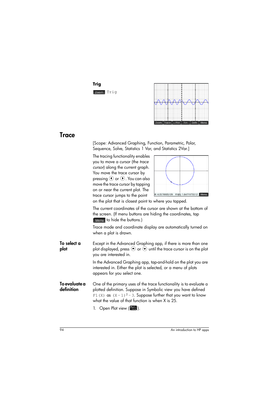 Trace | HP Prime Graphing Calculator User Manual | Page 98 / 608