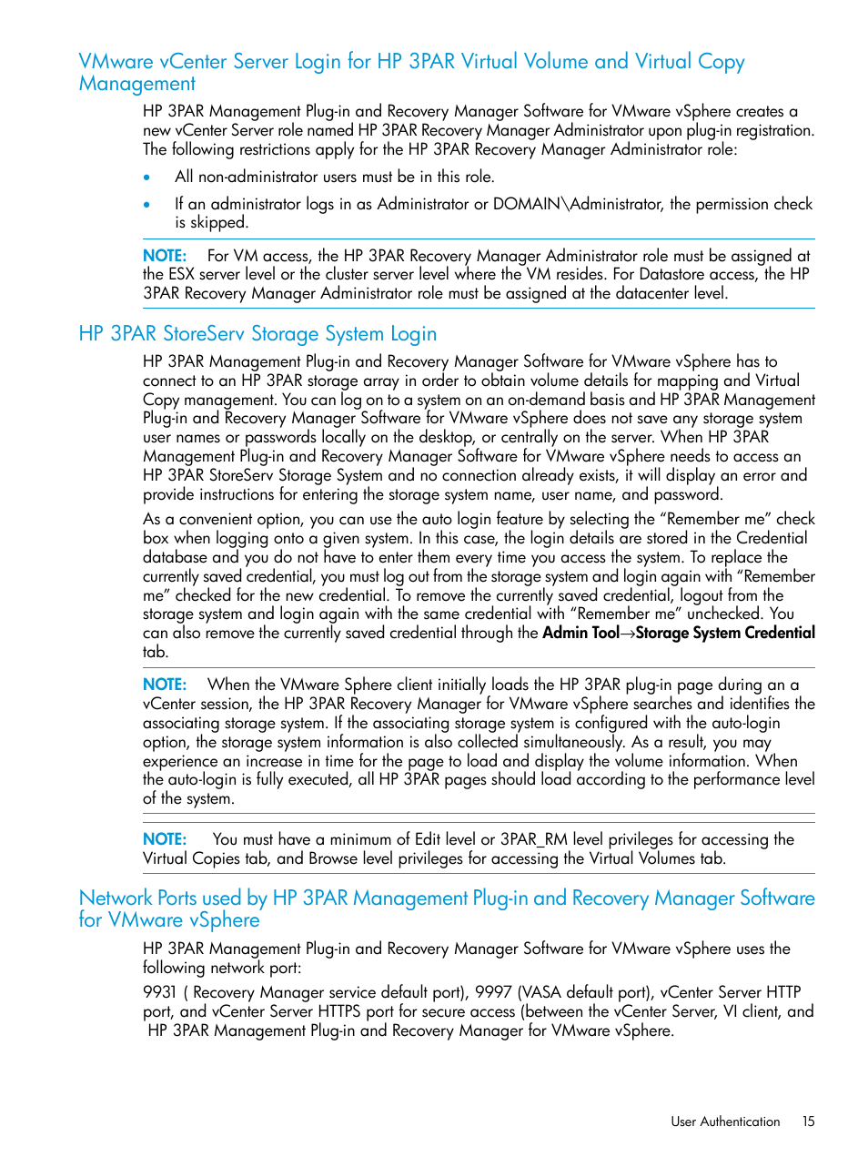 Hp 3par storeserv storage system login | HP 3PAR Application Software Suite for VMware User Manual | Page 15 / 126