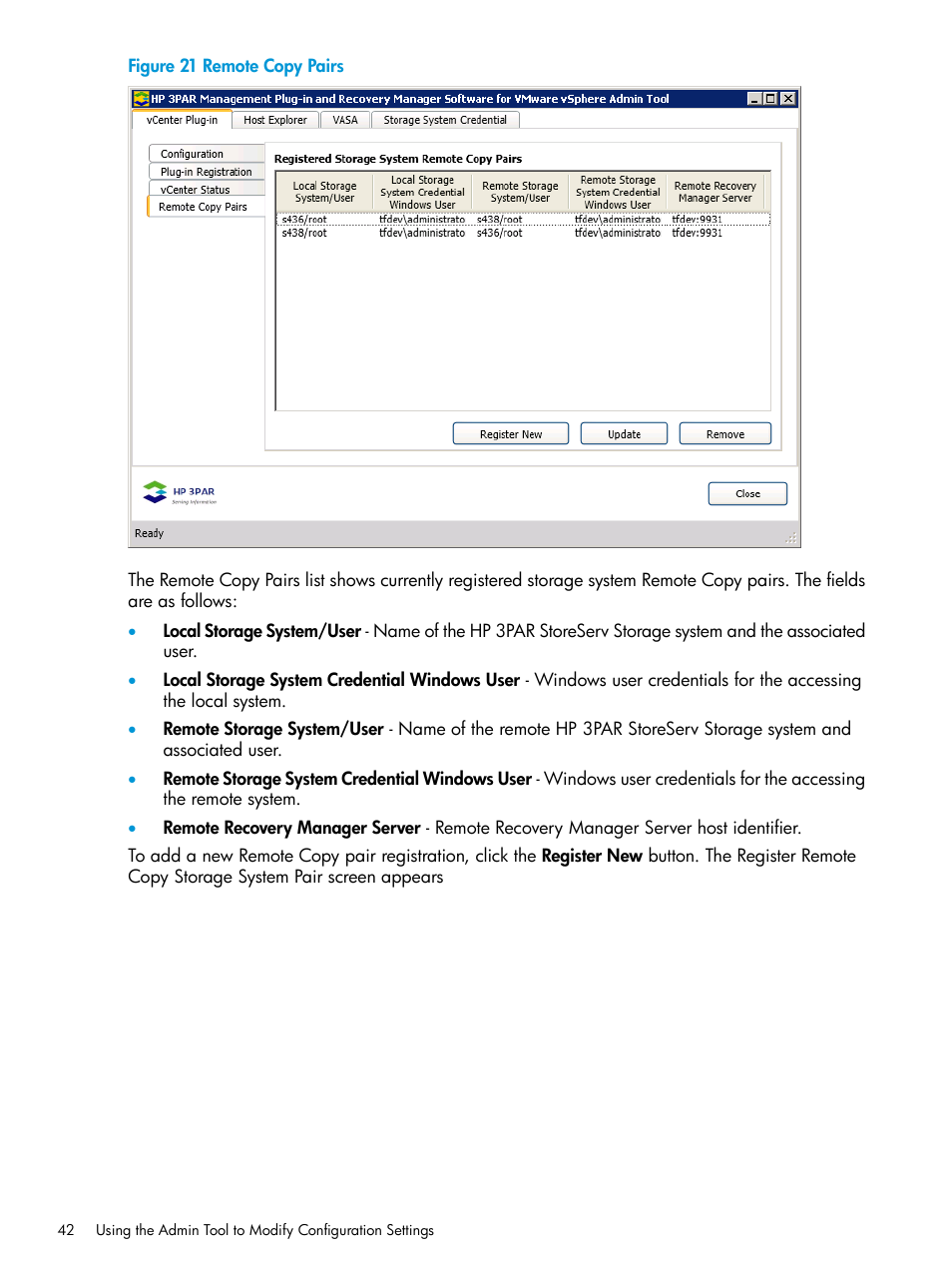 HP 3PAR Application Software Suite for VMware User Manual | Page 42 / 126