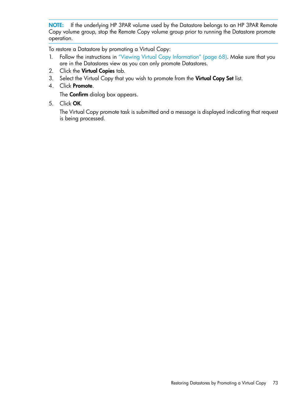 HP 3PAR Application Software Suite for VMware User Manual | Page 73 / 126