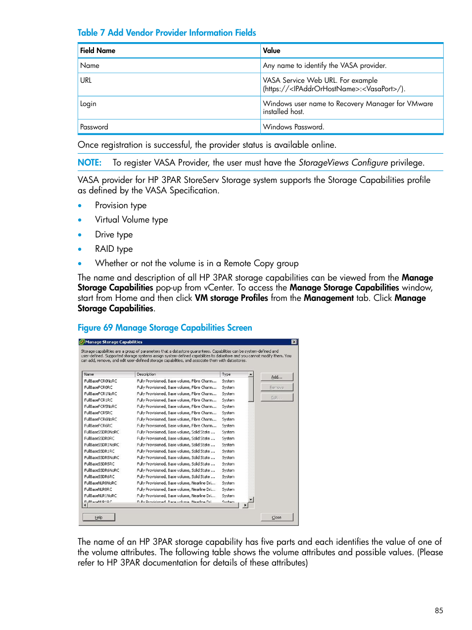 HP 3PAR Application Software Suite for VMware User Manual | Page 85 / 126