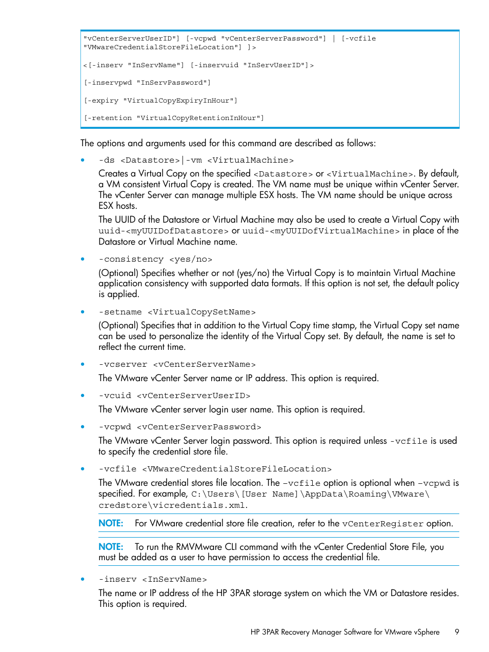 HP 3PAR Application Software Suite for VMware User Manual | Page 9 / 126