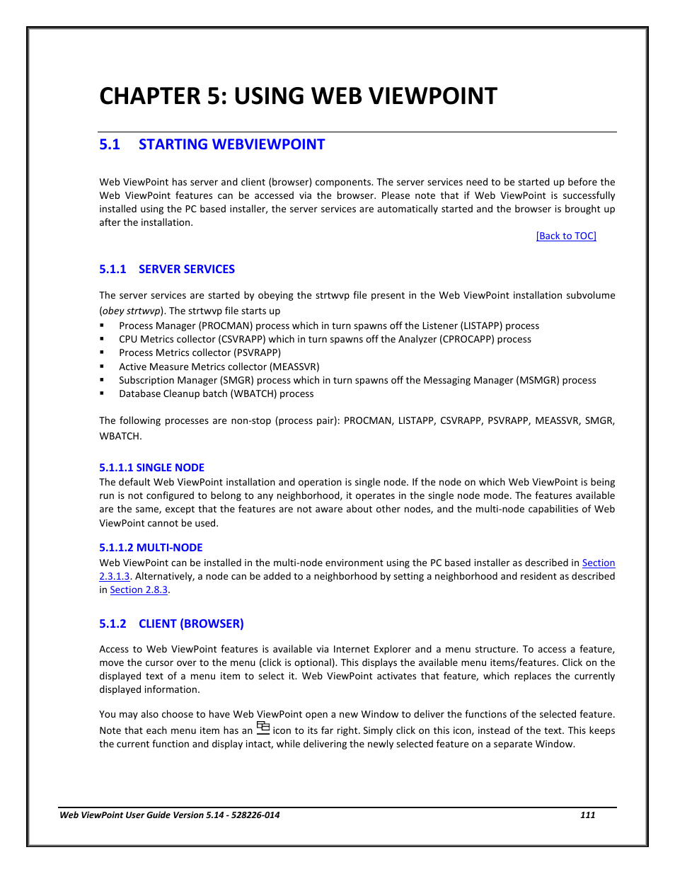 Chapter 5: using web viewpoint, Starting webviewpoint, 1 server services | 1 single node, 2 multi-node, 2 client (browser), Using web viewpoint, Starting web viewpoint, Server services, Single node | HP Integrity NonStop J-Series User Manual | Page 111 / 192
