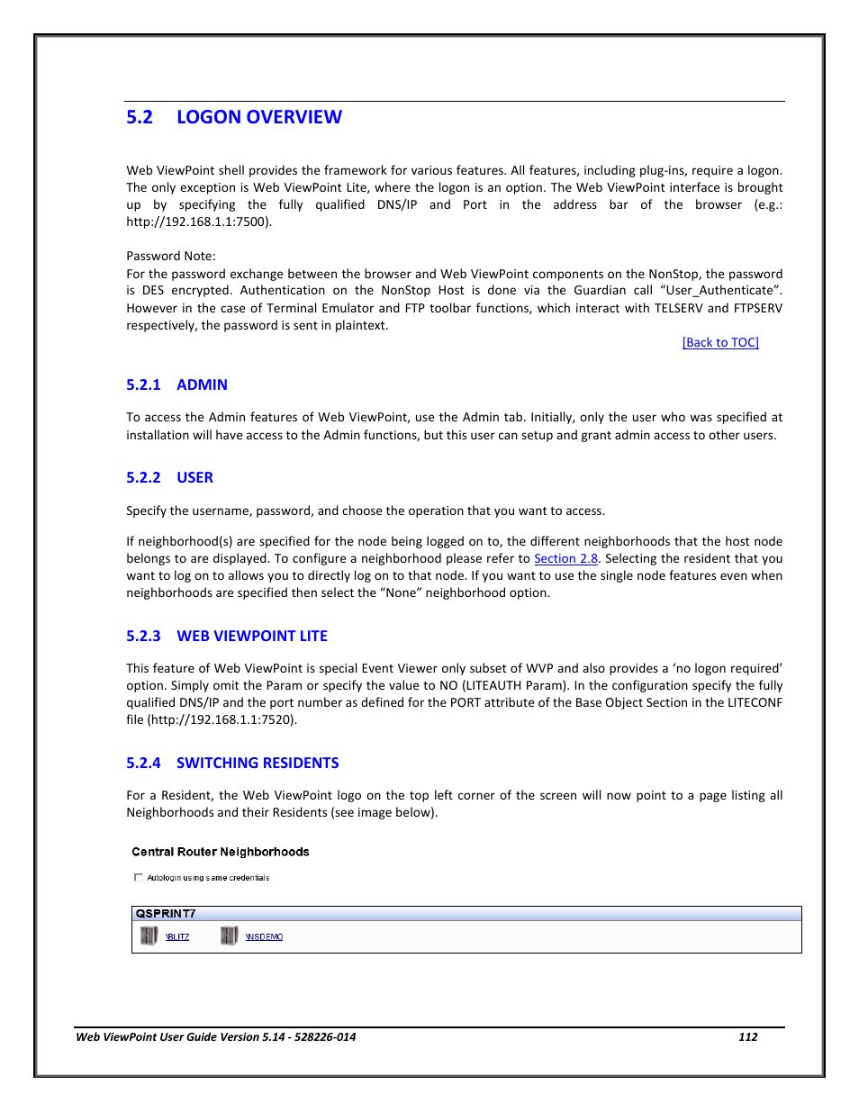 Logon overview, 1 admin, 2 user | 3 web viewpoint lite, 4 switching residents, Admin, User, Web viewpoint lite, Switching residents, 2 logon overview | HP Integrity NonStop J-Series User Manual | Page 112 / 192