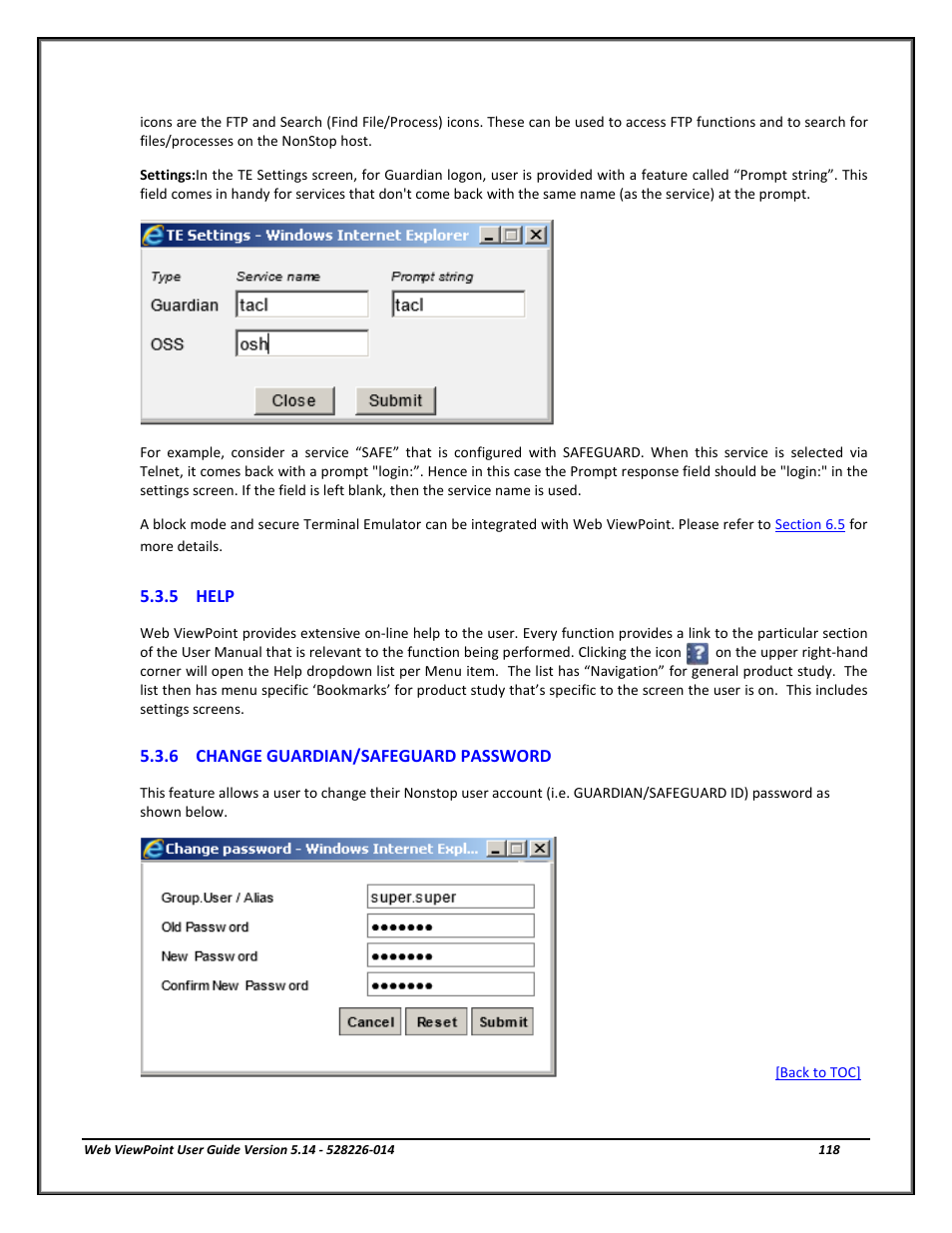 5 help, 6 change guardian/safeguard password, Help | Change guardian/safeguard password | HP Integrity NonStop J-Series User Manual | Page 118 / 192