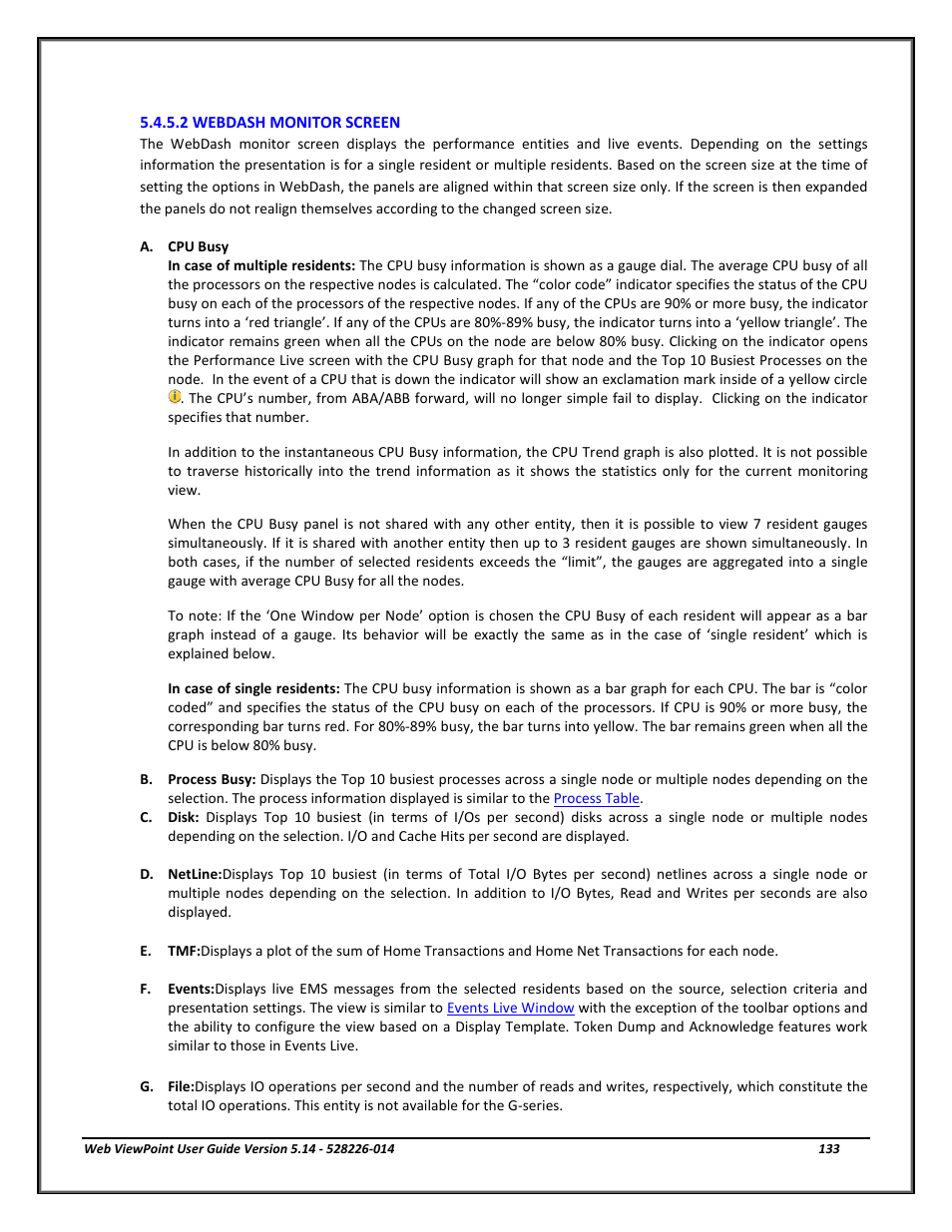 2 webdash monitor screen, Webdash monitor screen | HP Integrity NonStop J-Series User Manual | Page 133 / 192