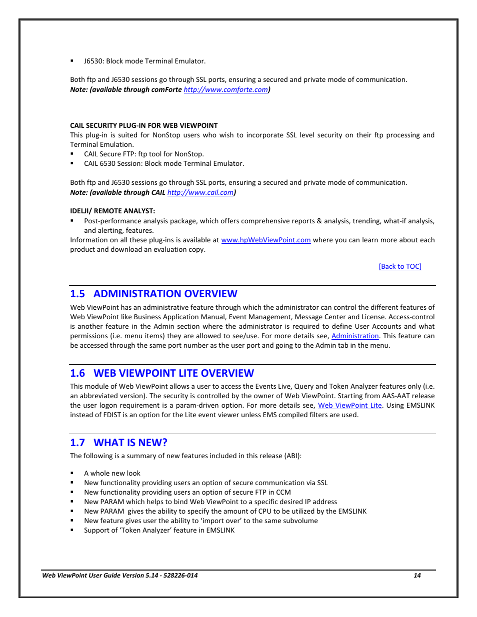 Administration overview, Web viewpoint lite overview, What is new | 5 administration overview, 6 web viewpoint lite overview, 7 what is new | HP Integrity NonStop J-Series User Manual | Page 14 / 192