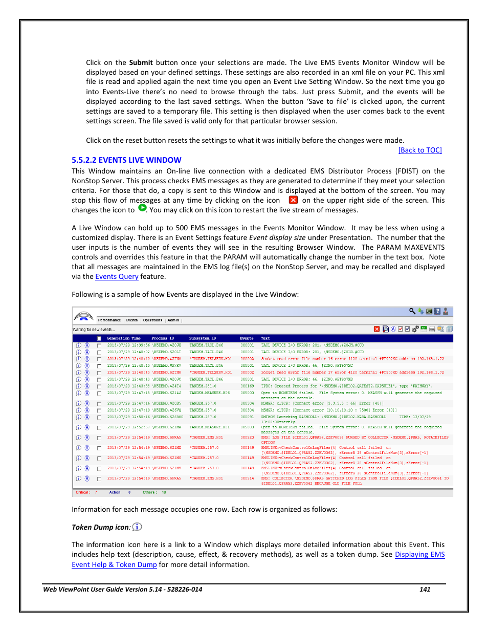 2 events live window, Events live window | HP Integrity NonStop J-Series User Manual | Page 141 / 192