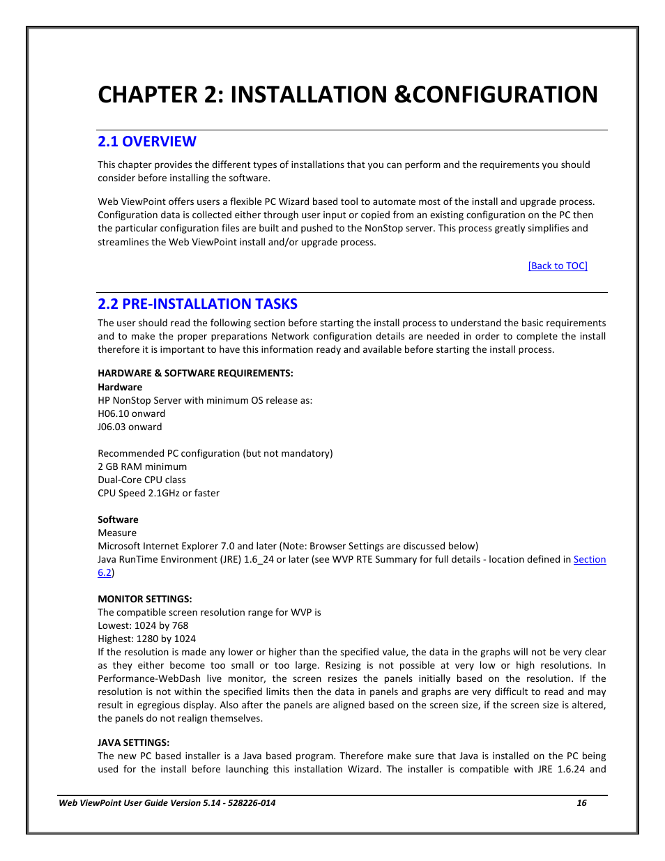 Chapter 2: installation &configuration, 1 overview, 2 pre-installation tasks | Installation & configuration, Overview, Pre-installation tasks | HP Integrity NonStop J-Series User Manual | Page 16 / 192