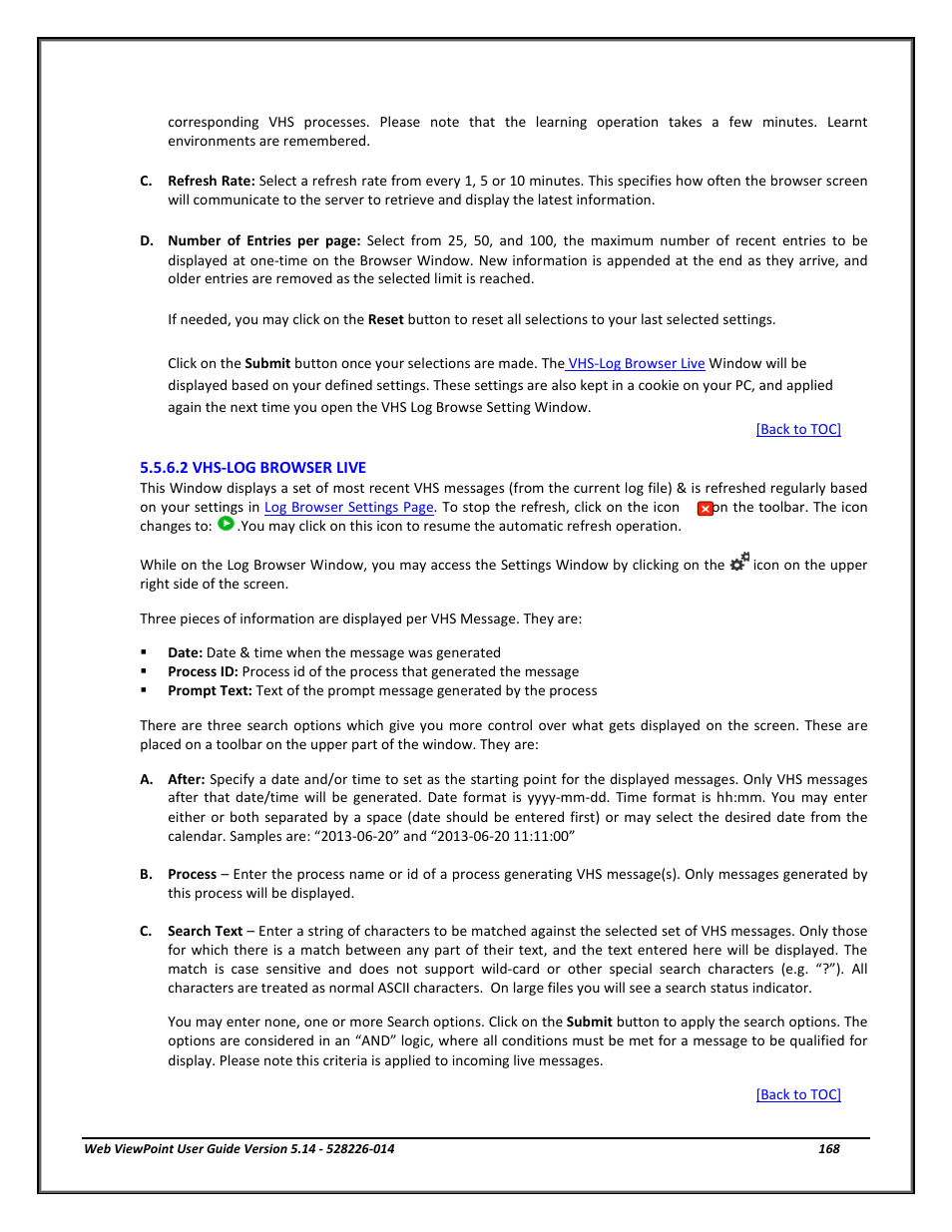 2 vhs-log browser live, Vhs-log browser live | HP Integrity NonStop J-Series User Manual | Page 168 / 192