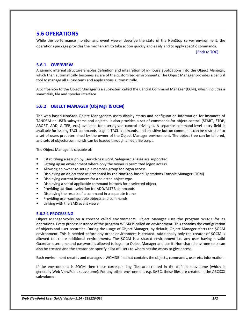 6 operations, 1 overview, 2 object manager (obj mgr & ocm) | 1 processing, Operations, Overview, Object manager (obj mgr & ocm), Processing | HP Integrity NonStop J-Series User Manual | Page 172 / 192