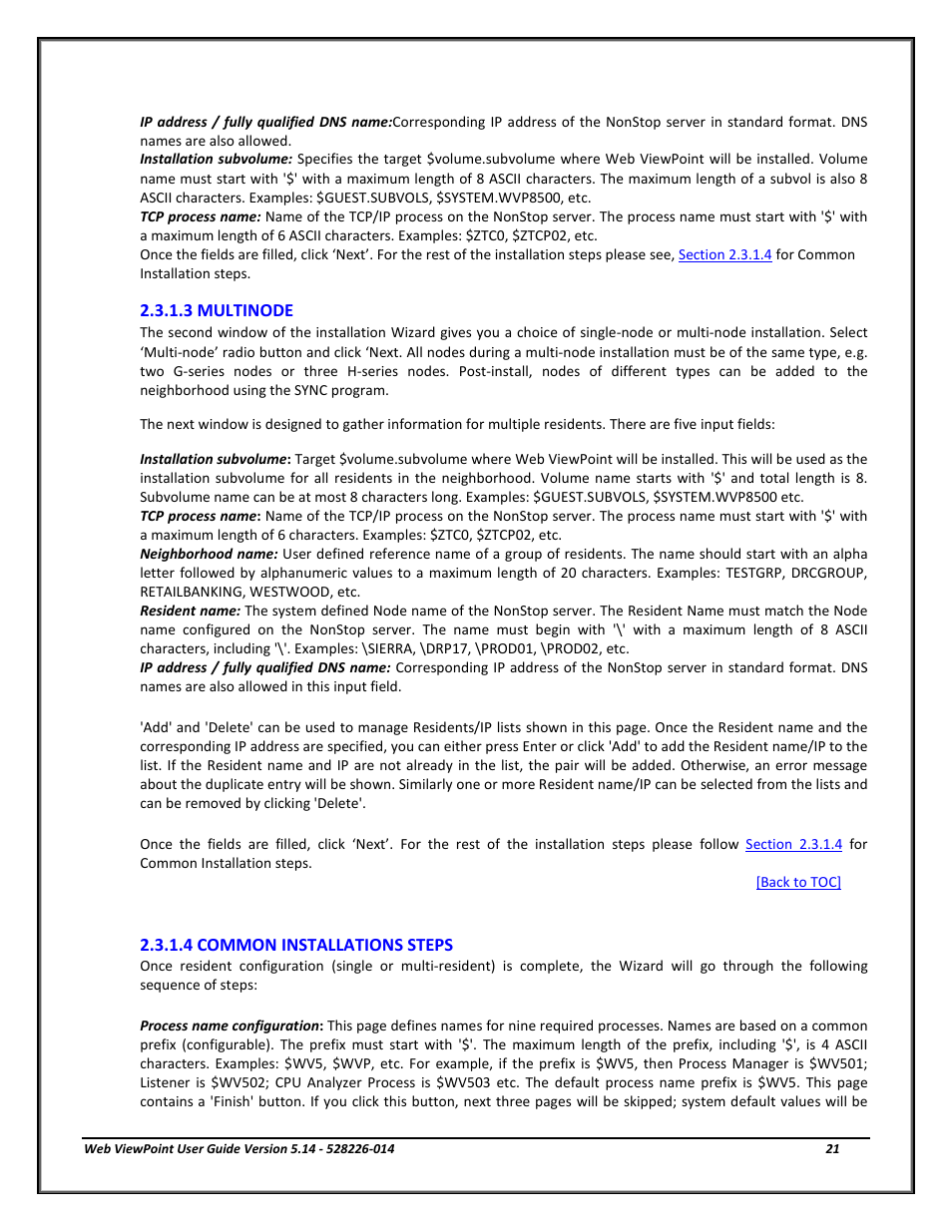 3 multinode, 4 common installations steps, Section 2.3.1.3 | HP Integrity NonStop J-Series User Manual | Page 21 / 192