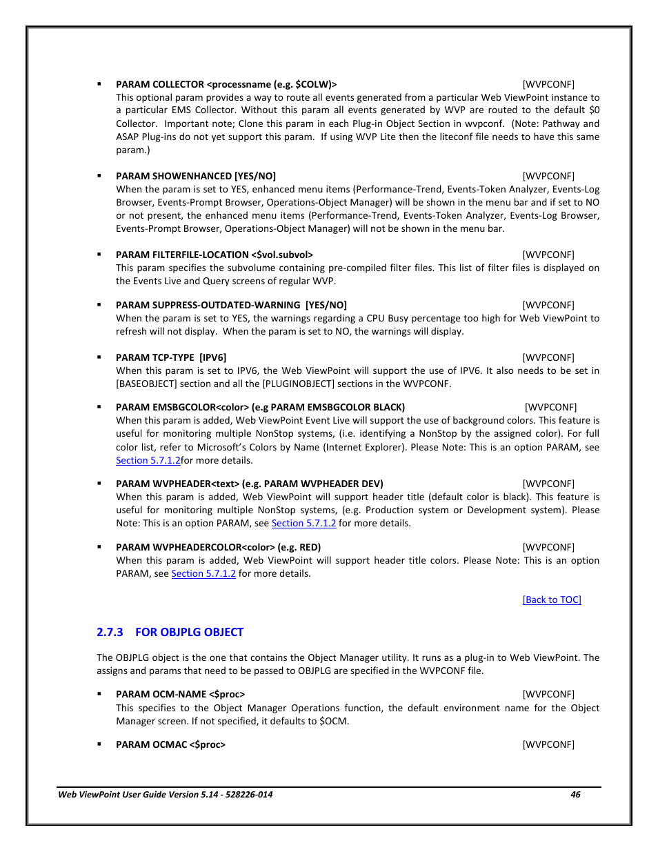 For objplg object | HP Integrity NonStop J-Series User Manual | Page 46 / 192