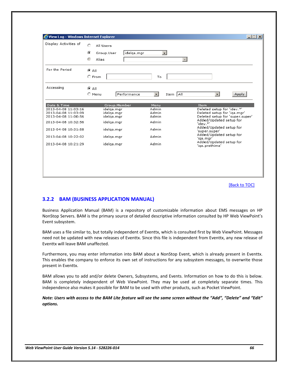 Bam (business application manual), Bam(business application manual) | HP Integrity NonStop J-Series User Manual | Page 66 / 192