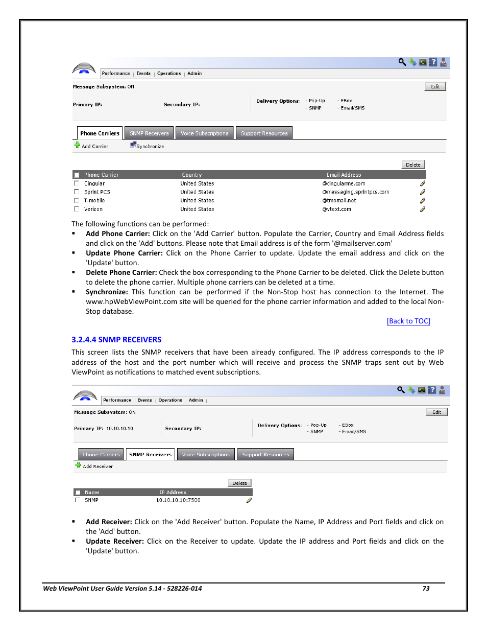 4 snmp receivers, Snmp receivers | HP Integrity NonStop J-Series User Manual | Page 73 / 192