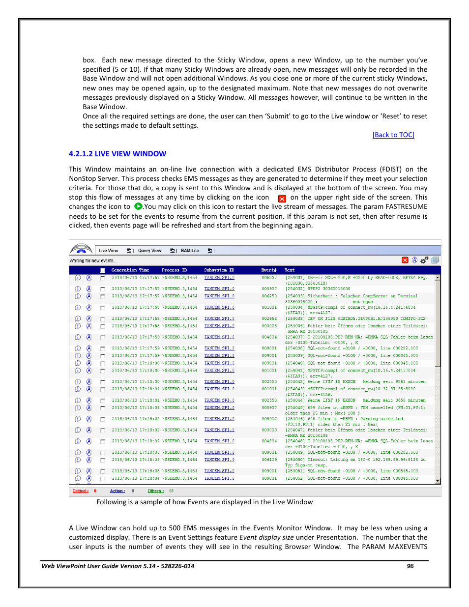 2 live view window, Live view window | HP Integrity NonStop J-Series User Manual | Page 96 / 192
