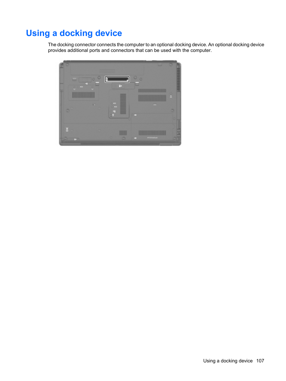 Using a docking device | HP ProBook 6440b Notebook-PC User Manual | Page 117 / 183