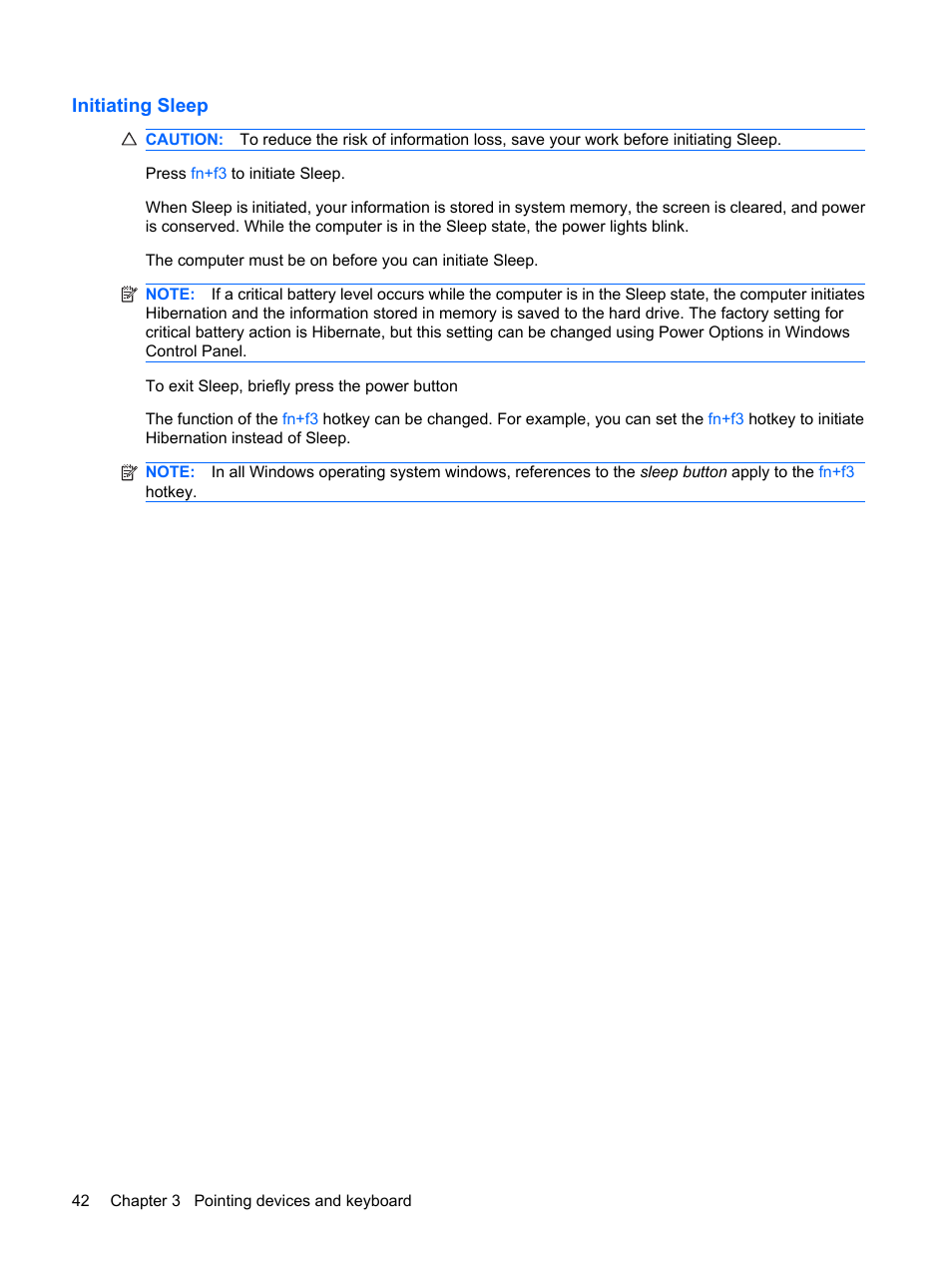 Initiating sleep | HP ProBook 6440b Notebook-PC User Manual | Page 52 / 183