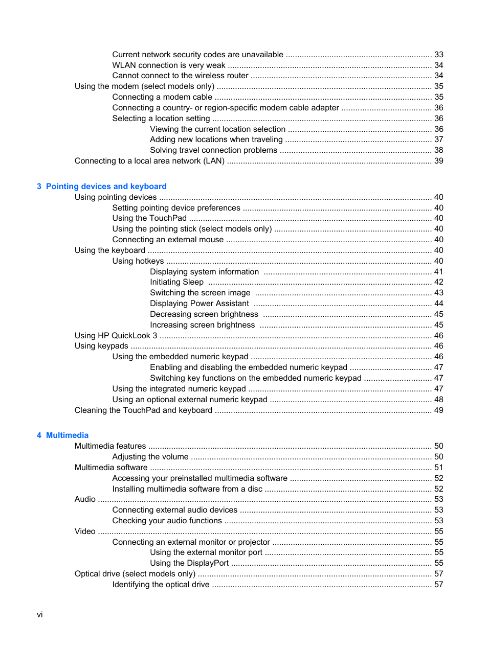 HP ProBook 6440b Notebook-PC User Manual | Page 6 / 183