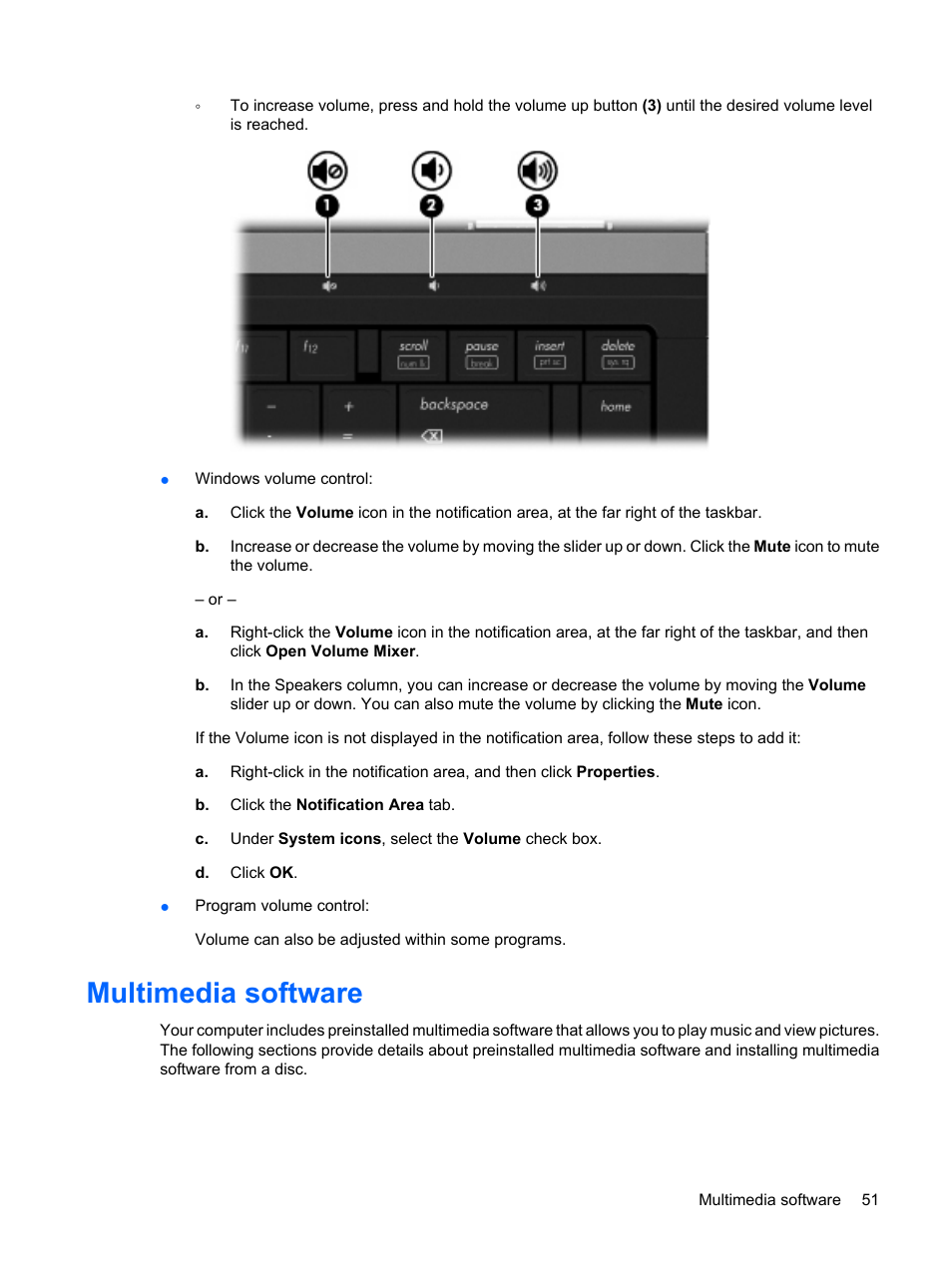 Multimedia software | HP ProBook 6440b Notebook-PC User Manual | Page 61 / 183