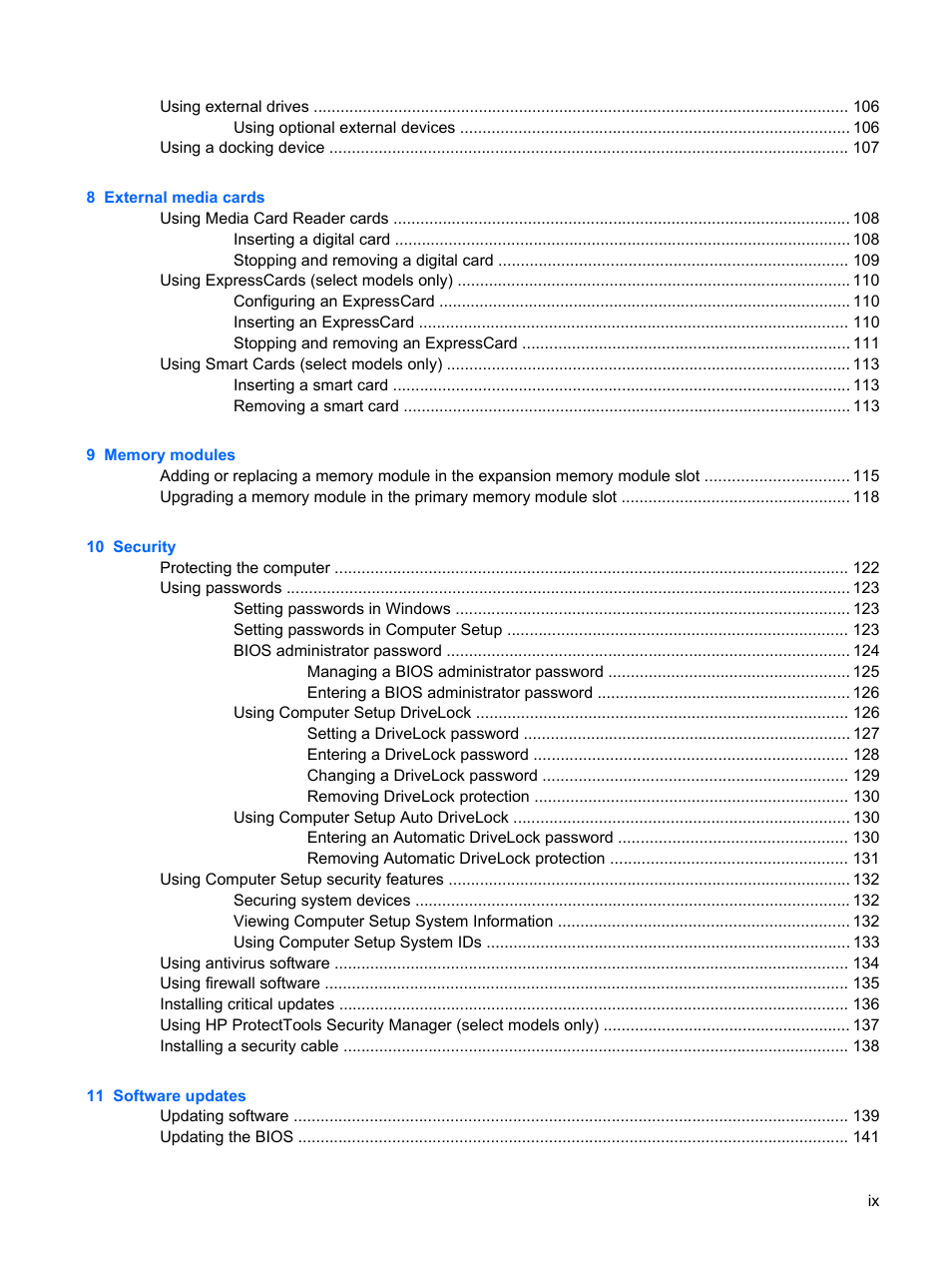 HP ProBook 6440b Notebook-PC User Manual | Page 9 / 183
