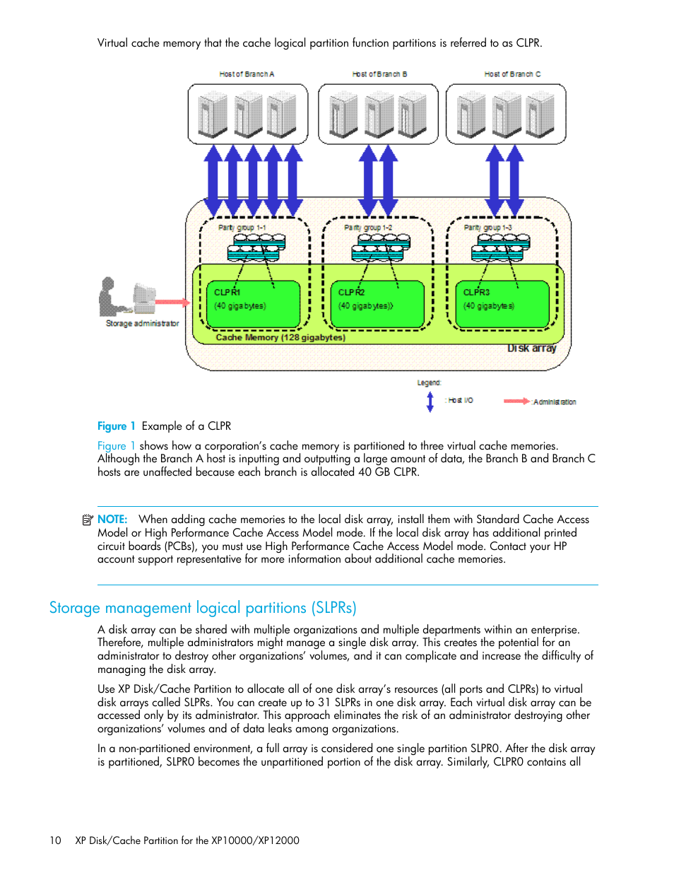 Figure 1 example of a clpr, Storage management logical partitions (slprs), 1 example of a clpr | HP StorageWorks XP Remote Web Console Software User Manual | Page 10 / 26