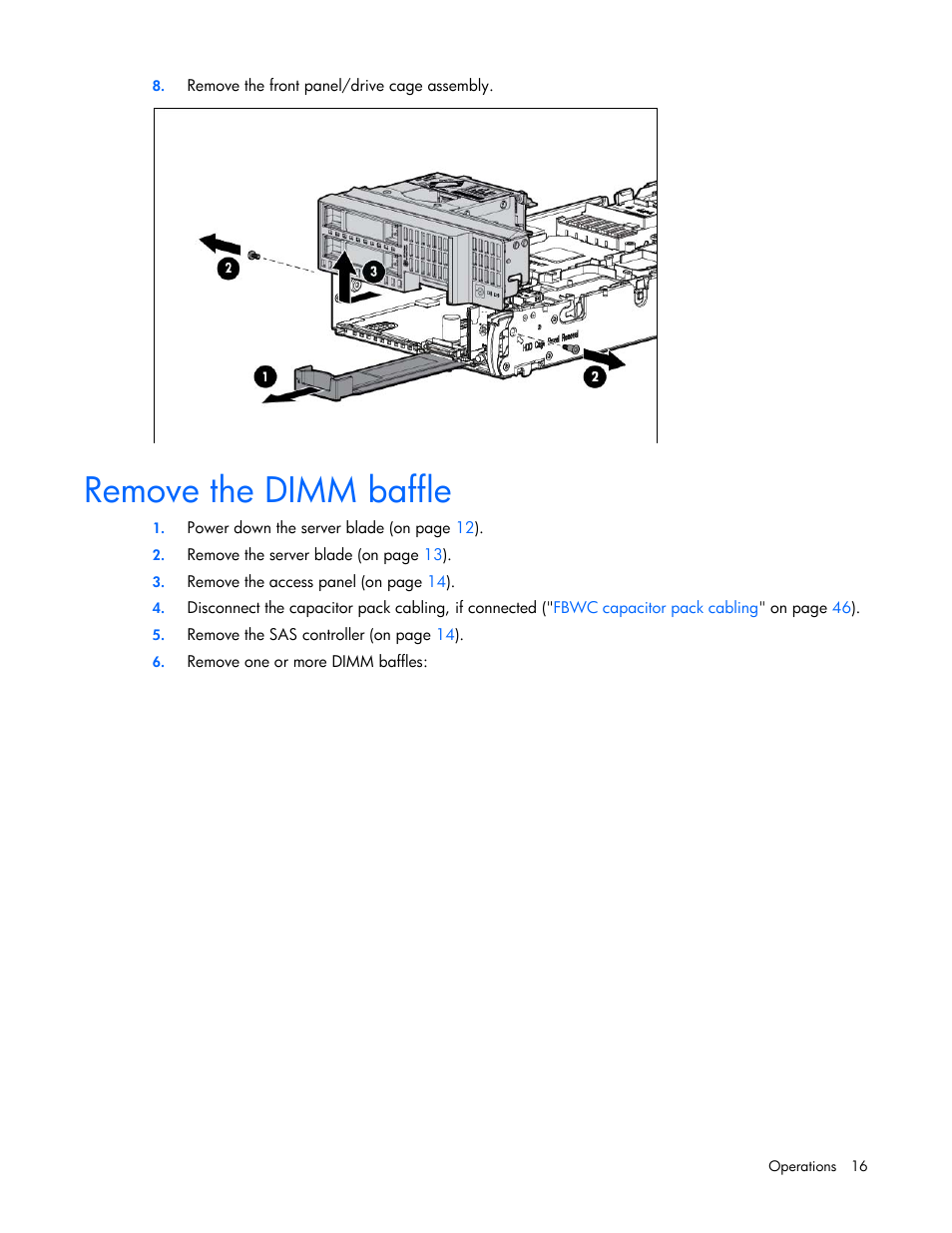 Remove the dimm baffle | HP ProLiant BL420c Gen8 Server Blade User Manual | Page 16 / 88