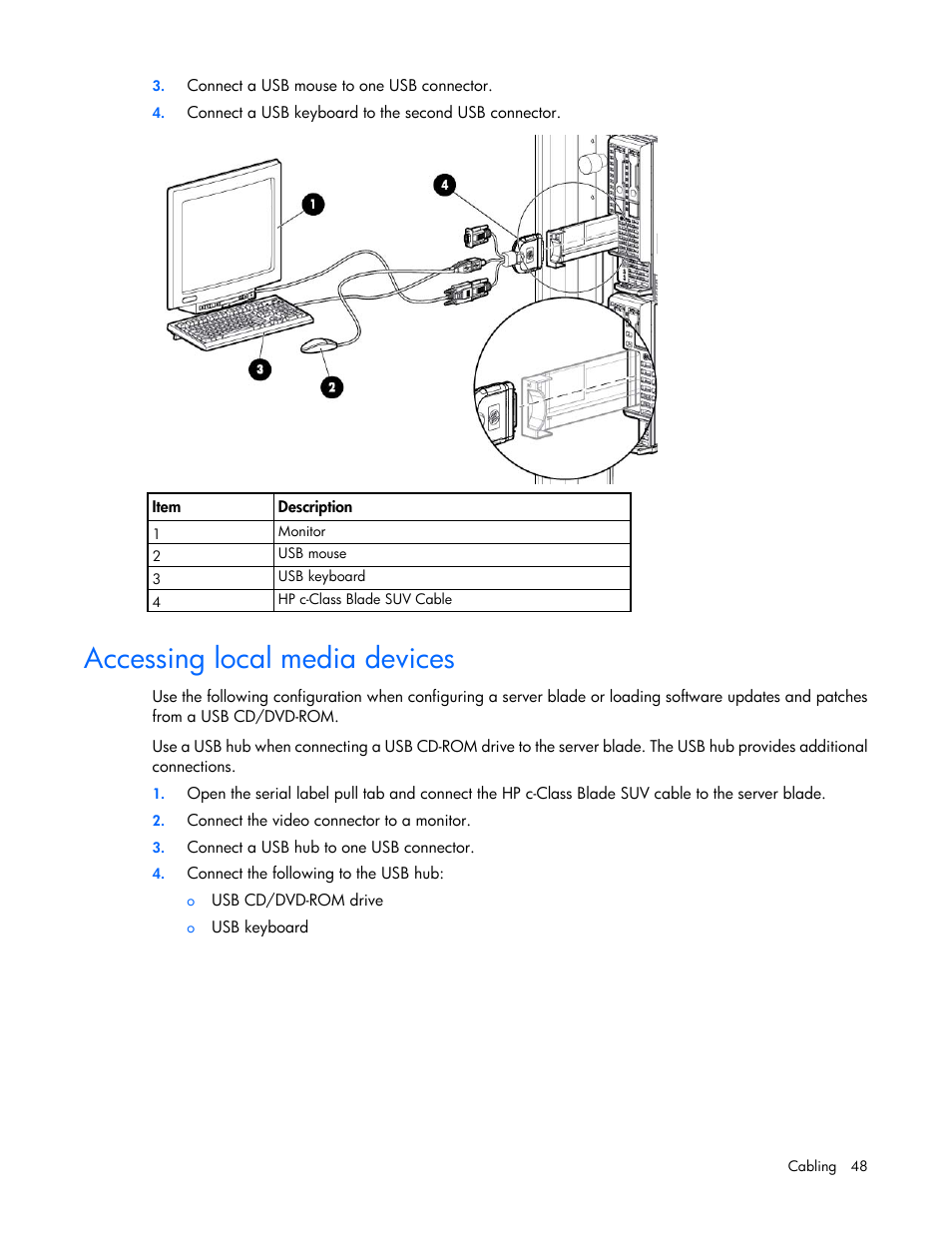 Accessing local media devices | HP ProLiant BL420c Gen8 Server Blade User Manual | Page 48 / 88