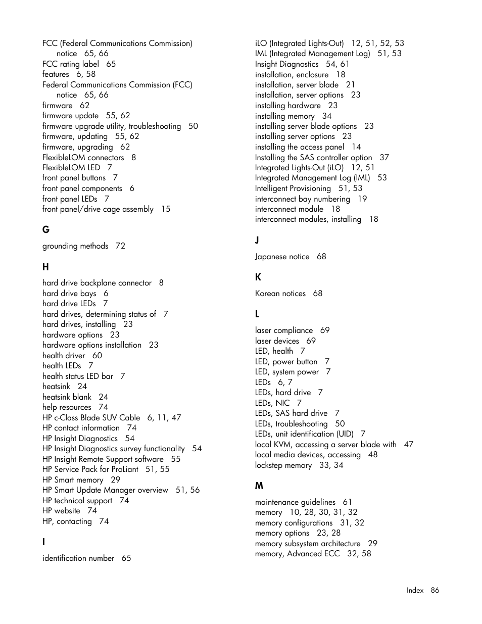 HP ProLiant BL420c Gen8 Server Blade User Manual | Page 86 / 88