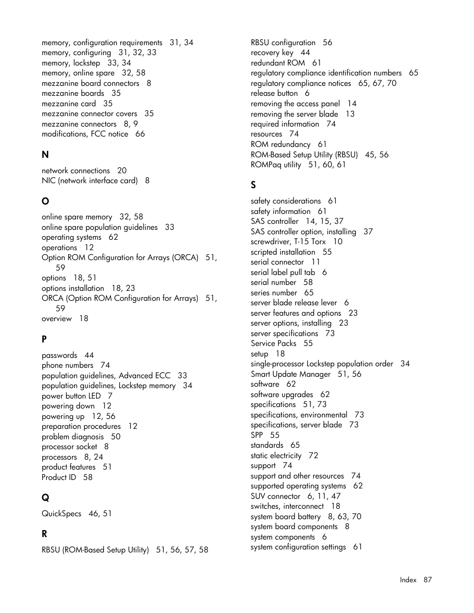 HP ProLiant BL420c Gen8 Server Blade User Manual | Page 87 / 88