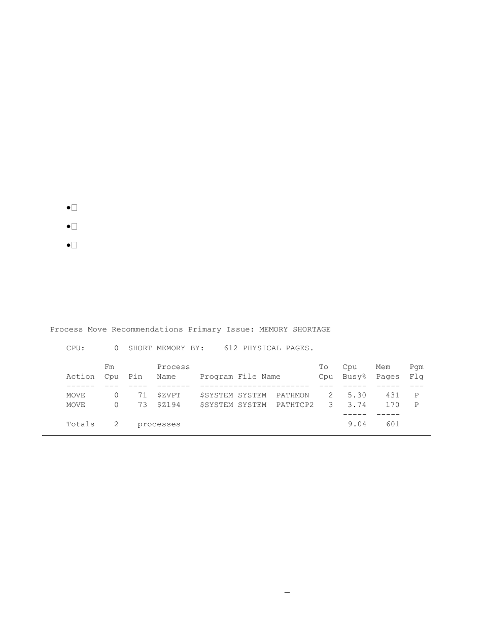 Process move recommendations, Report considerations | HP Integrity NonStop J-Series User Manual | Page 102 / 131