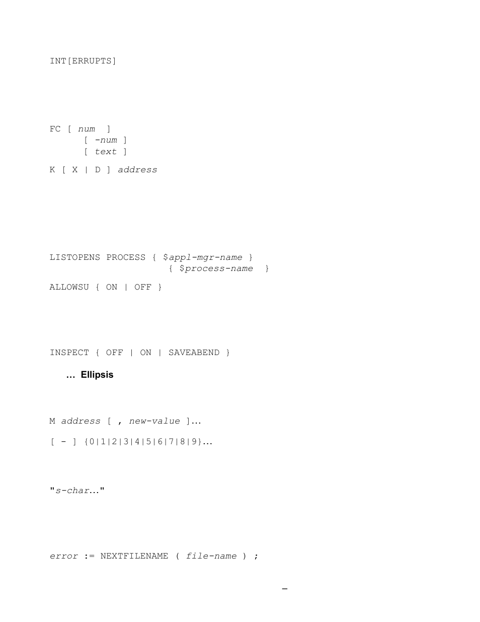 Braces, Vertical line, Ellipsis | Punctuation | HP Integrity NonStop J-Series User Manual | Page 13 / 131