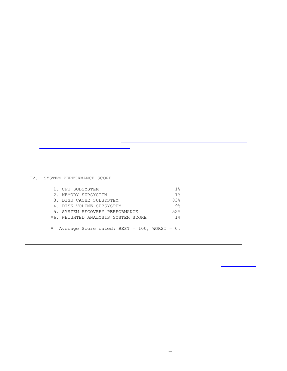 System performance score, Example 3-4. system performance score, Back to toc | HP Integrity NonStop J-Series User Manual | Page 51 / 131