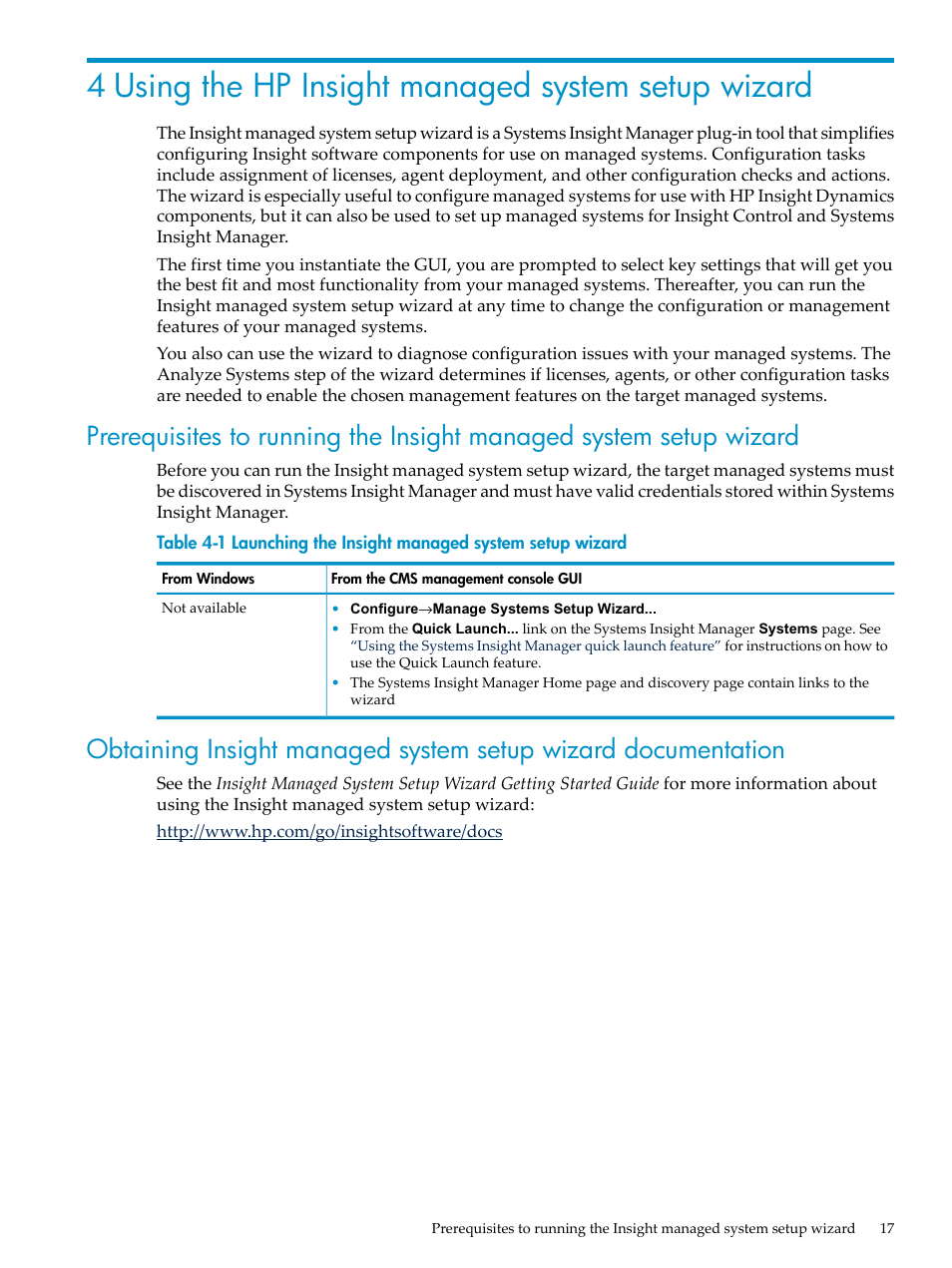 4 using the hp insight managed system setup wizard | HP Insight Control User Manual | Page 17 / 44
